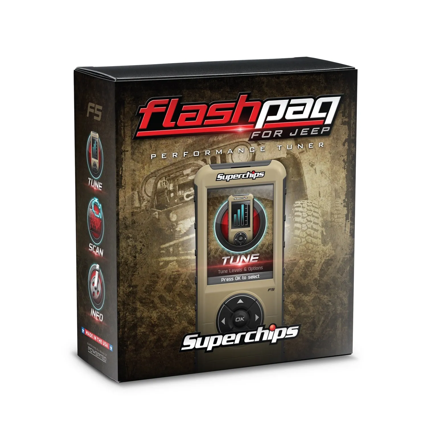 Superchips Flashpaq F5 Engine Tuner - 98-14 Jeep Gas