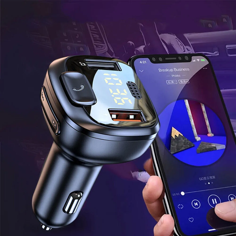 T08 Wireless FM Radio Transmitter For Car Dual USB QC3.0 Fast