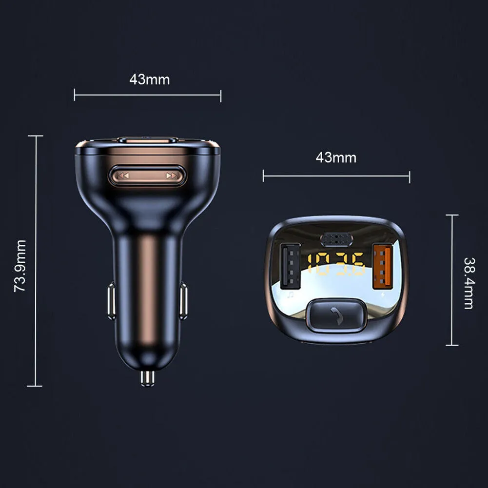 T08 Wireless FM Radio Transmitter For Car Dual USB QC3.0 Fast