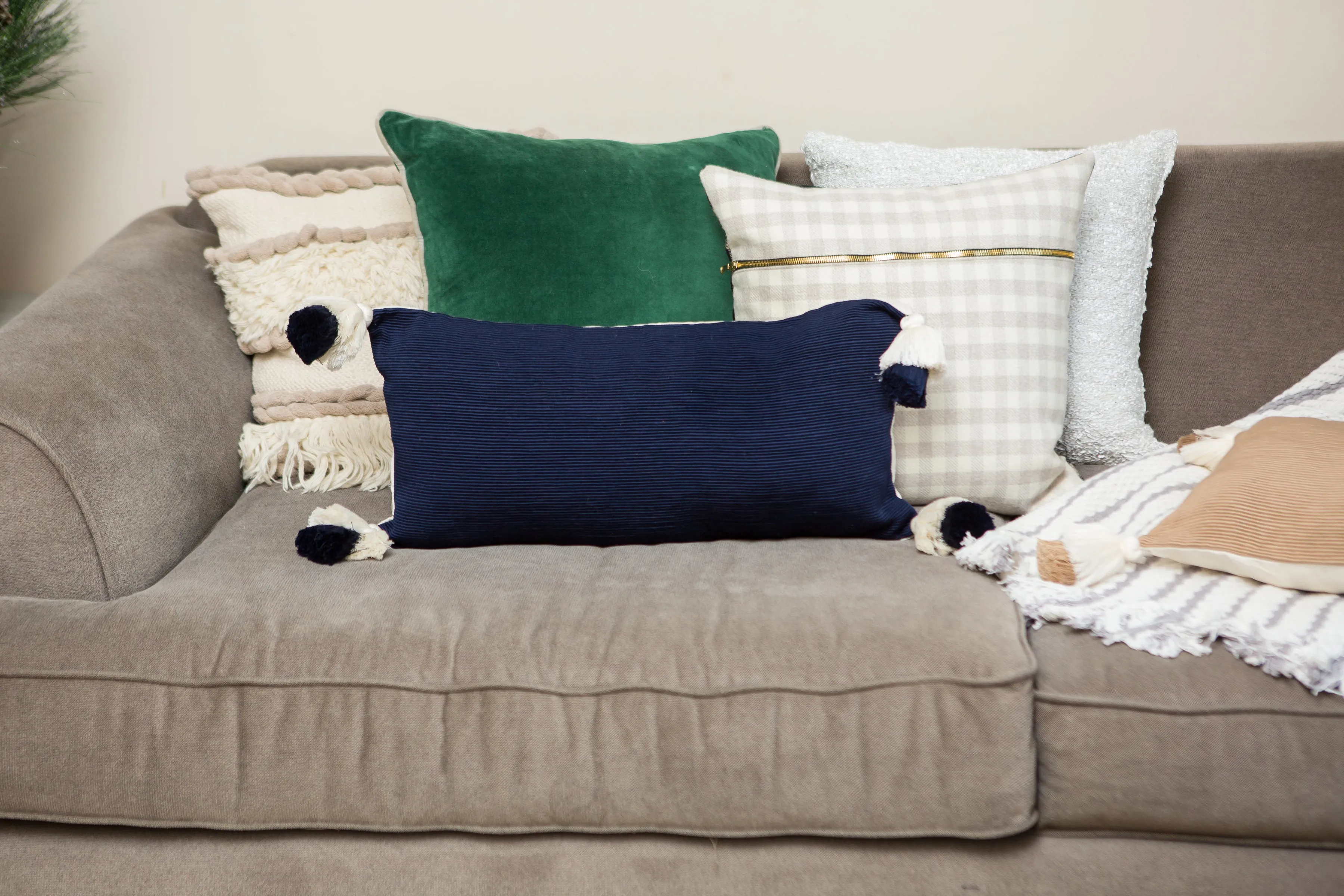 Tiffany Lumbar Pillow in Navy Blue
