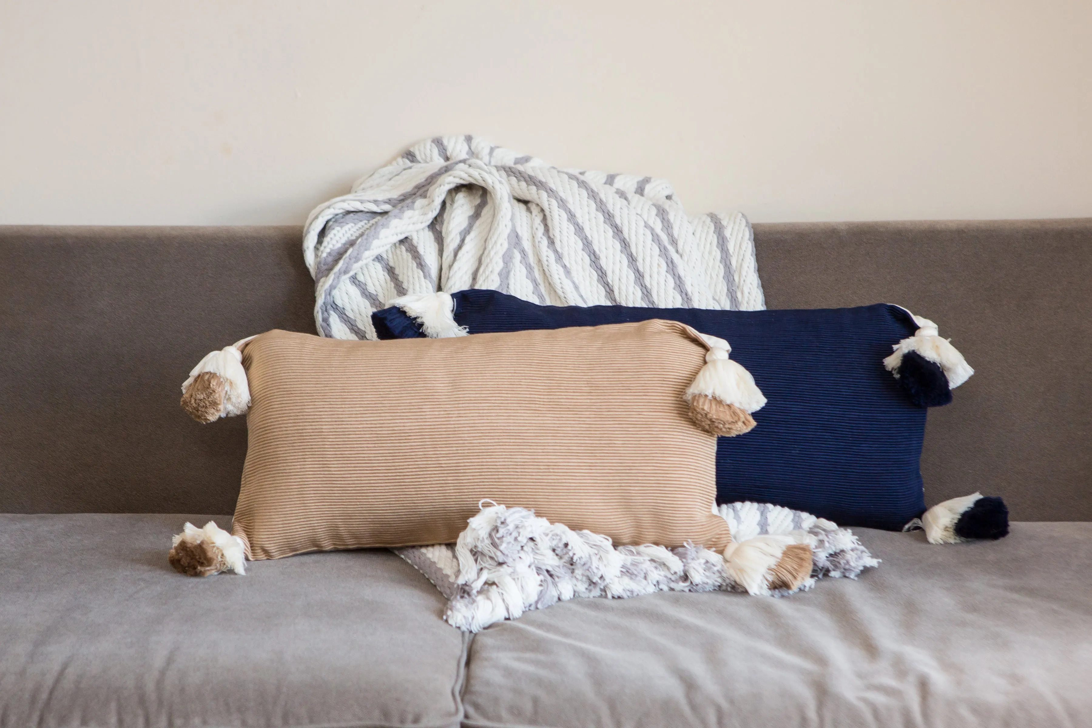 Tiffany Lumbar Pillow in Navy Blue