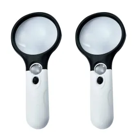 US 2-4 Pc 3-LED Light Magnifier Jewelry Loupe Lens 45X Handheld Magnifying Glass