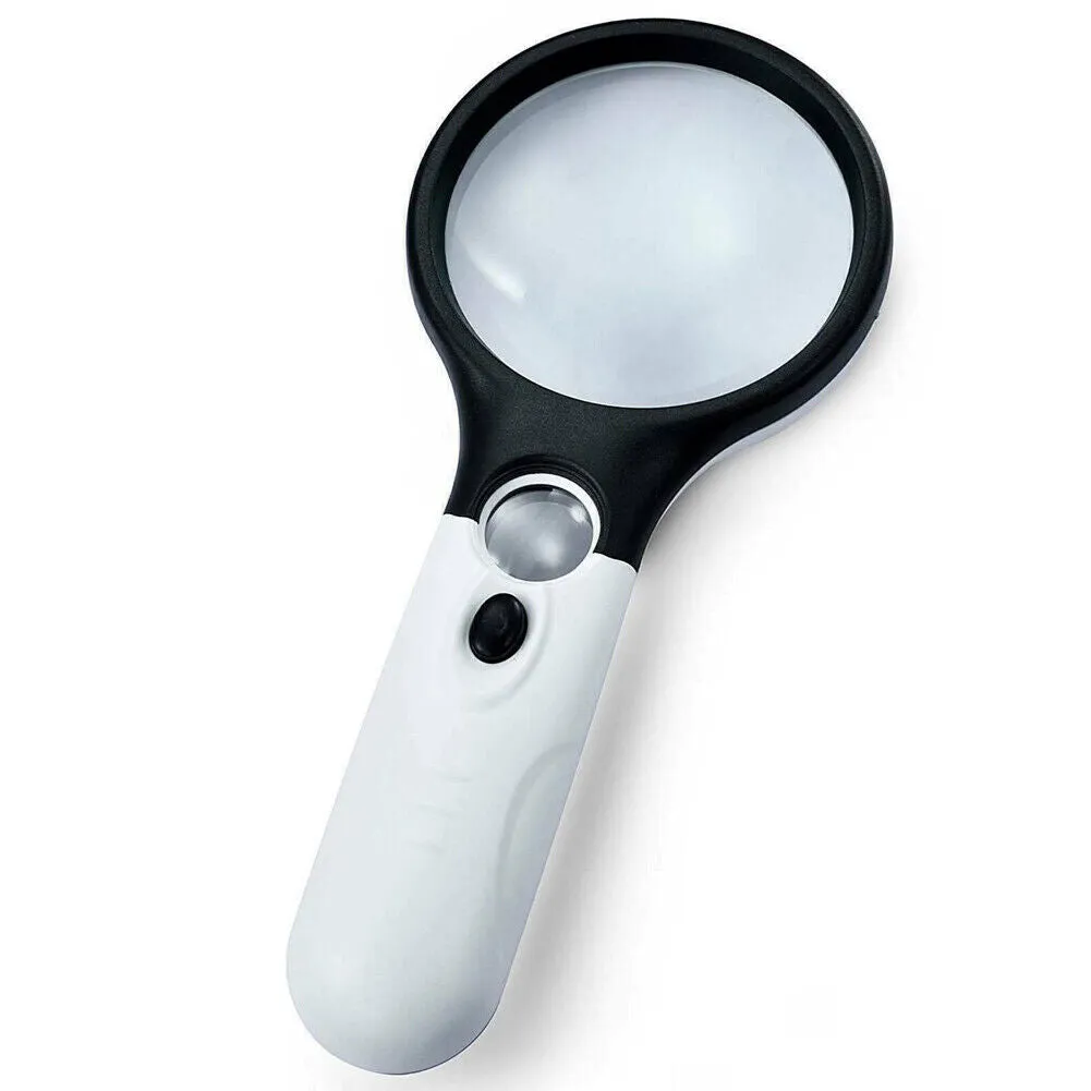 US 2-4 Pc 3-LED Light Magnifier Jewelry Loupe Lens 45X Handheld Magnifying Glass