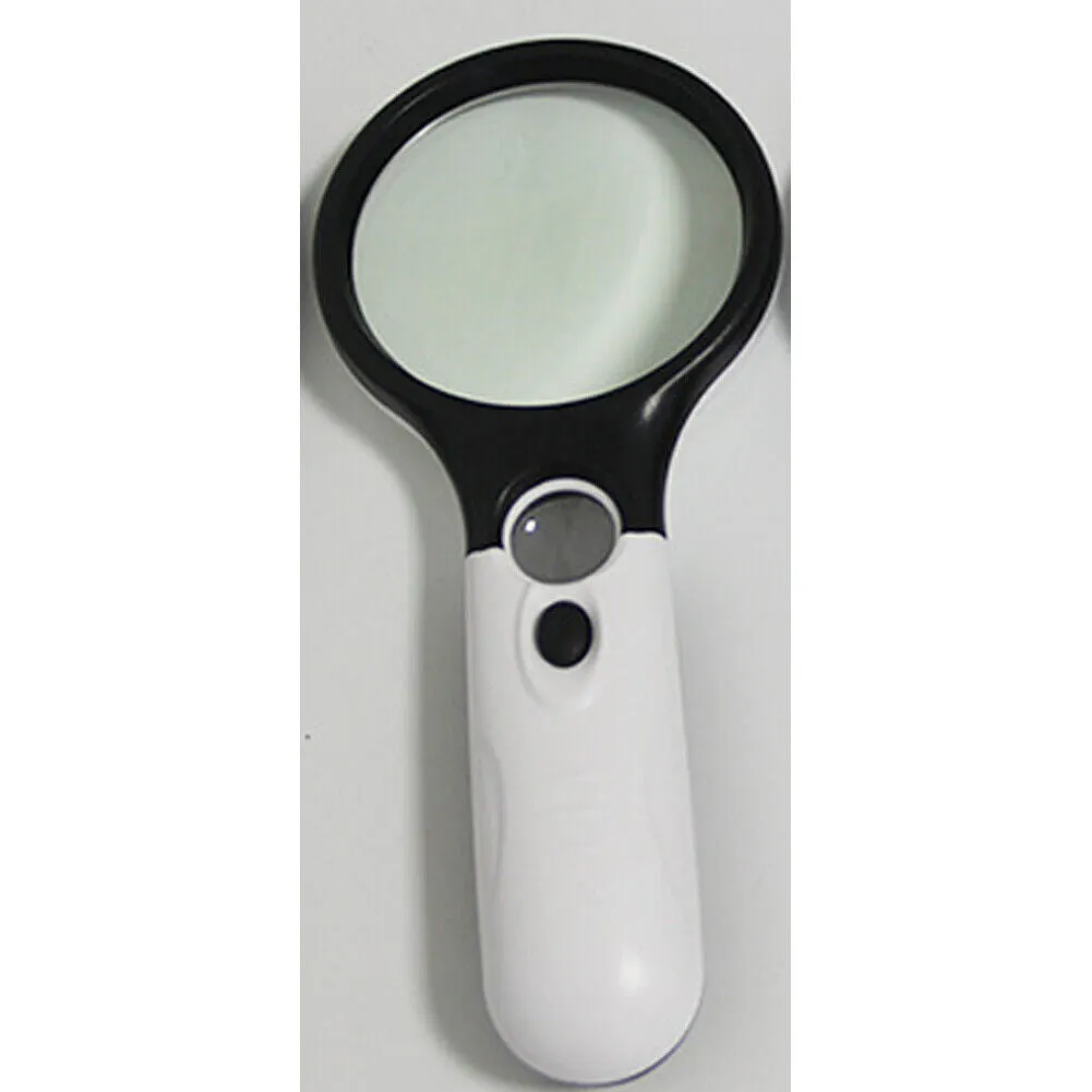 US 2-4 Pc 3-LED Light Magnifier Jewelry Loupe Lens 45X Handheld Magnifying Glass