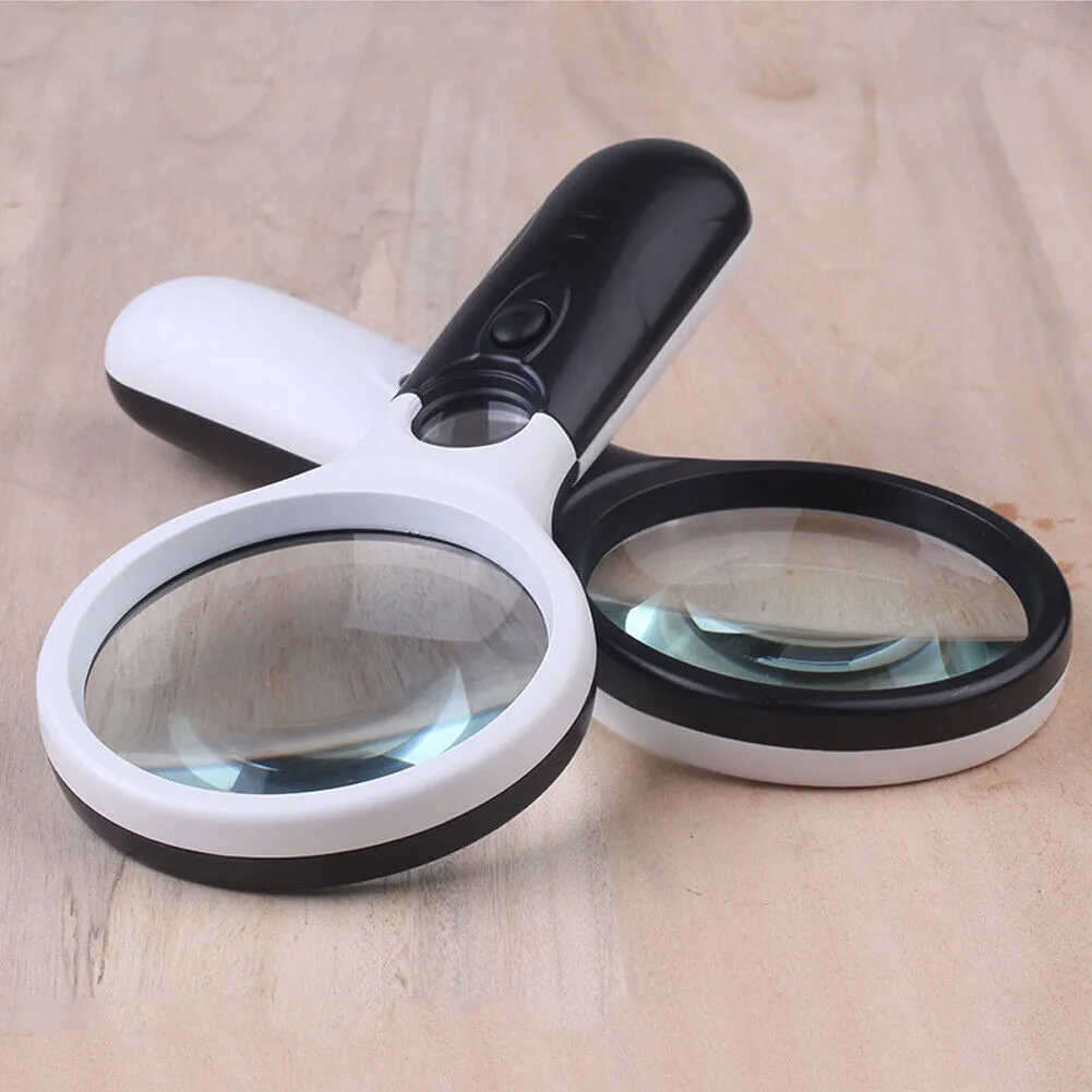US 2-4 Pc 3-LED Light Magnifier Jewelry Loupe Lens 45X Handheld Magnifying Glass