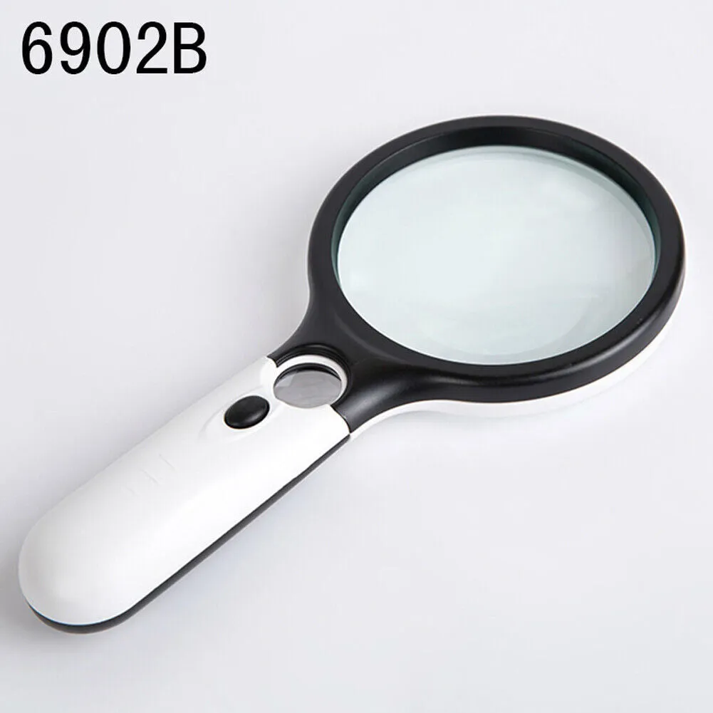 US 2-4 Pc 3-LED Light Magnifier Jewelry Loupe Lens 45X Handheld Magnifying Glass
