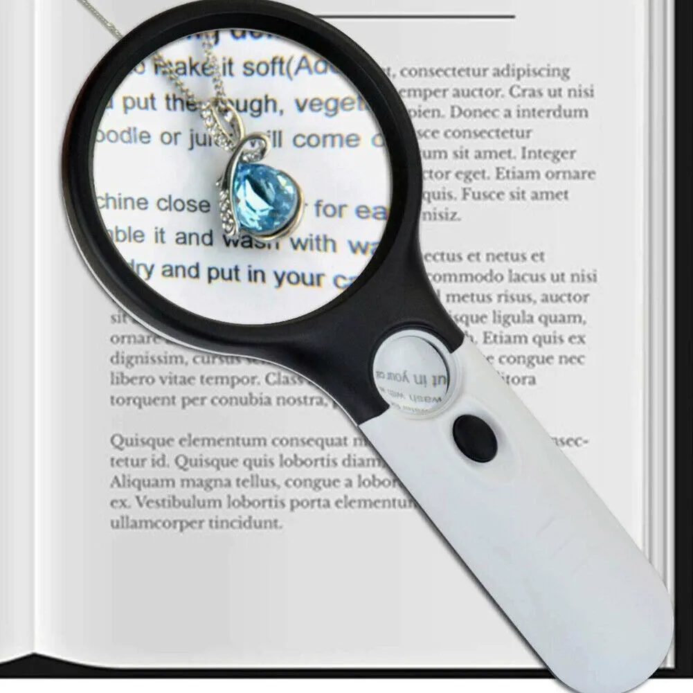 US 2-4 Pc 3-LED Light Magnifier Jewelry Loupe Lens 45X Handheld Magnifying Glass