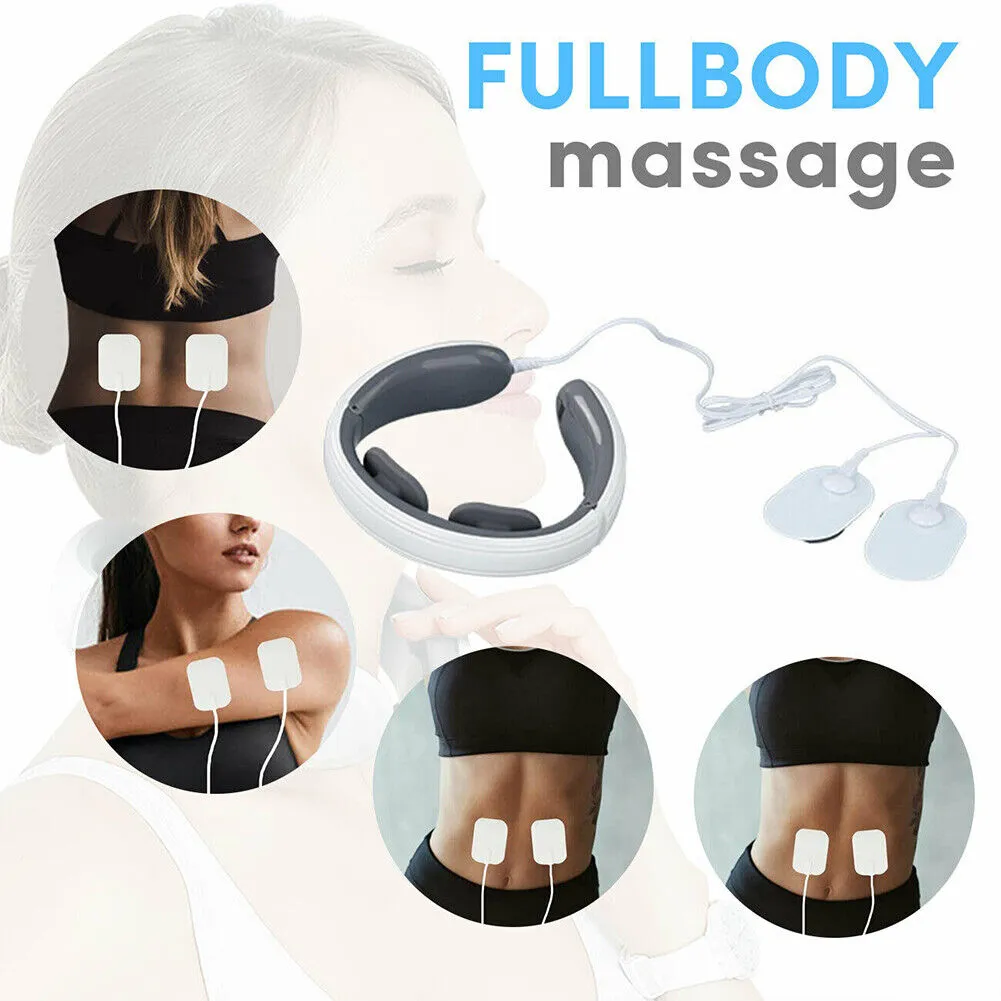 US Portable Neck Massager Heat Vibration Pulse Pain Relief Intelligent Machine