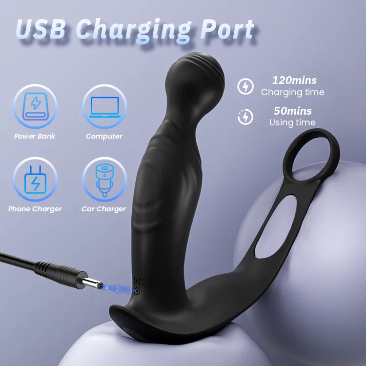 Vibrating Prostate Massager with Built-in Cock Ring for Enhanced Pleasure