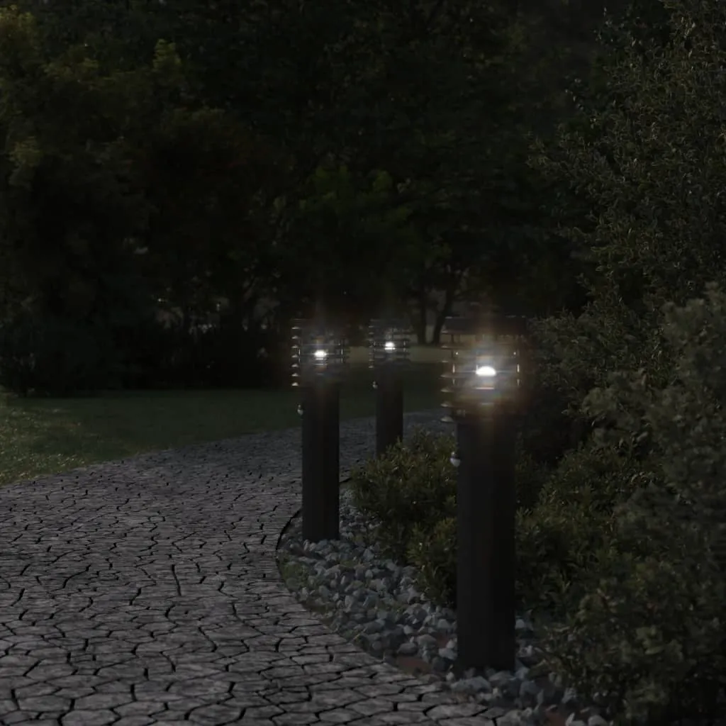 vidaXL Outdoor Floor Lamps with Sensors 3pcs Black 60 cm Stainless Steel