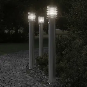 vidaXL Outdoor Floor Lamps with Sensors 3pcs Silver 110cm Stainless Steel