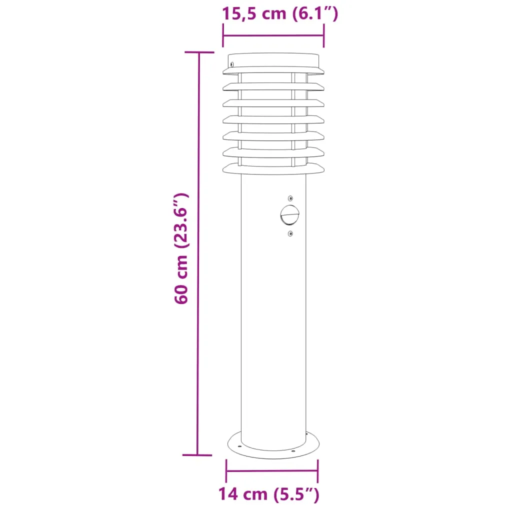 vidaXL Outdoor Floor Lamps with Sensors 3pcs Silver 60 cm Stainless Steel
