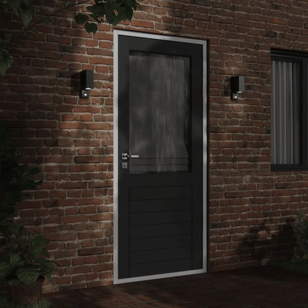 vidaXL Outdoor Wall Lights with Sensors 2pcs Black Die-cast Aluminium