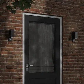 vidaXL Outdoor Wall Lights with Sensors 2pcs Black Die-cast Aluminium