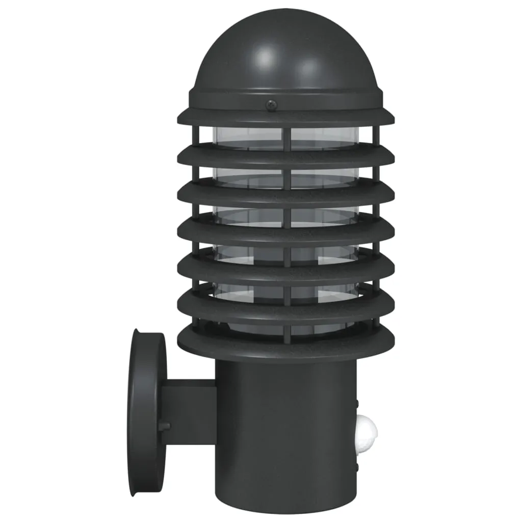 vidaXL Outdoor Wall Lights with Sensors 2pcs Black Stainless Steel
