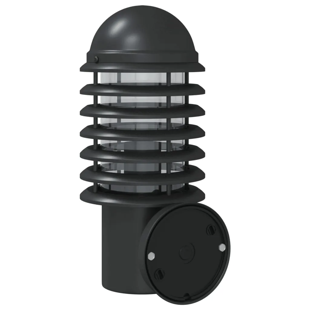 vidaXL Outdoor Wall Lights with Sensors 2pcs Black Stainless Steel