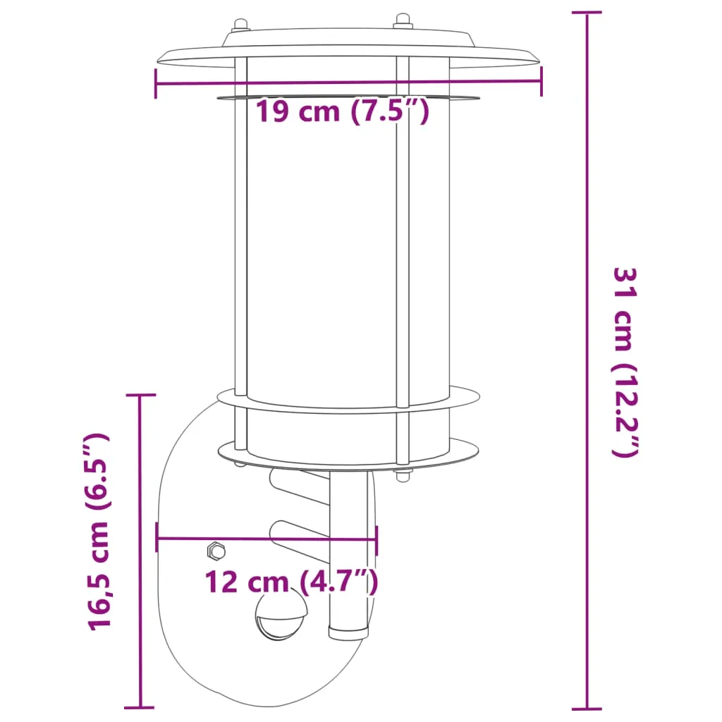 vidaXL Outdoor Wall Lights with Sensors 2pcs Silver Stainless Steel