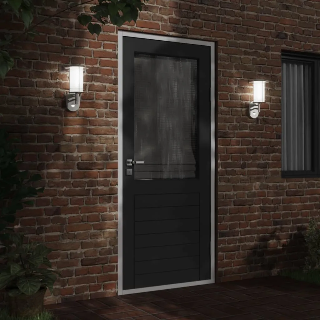 vidaXL Outdoor Wall Lights with Sensors 2pcs Silver Stainless Steel