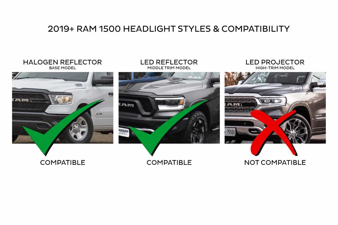 XB LED Headlights: Dodge Ram 1500 (2019 ) (Pair / ASM)(Gen 2)