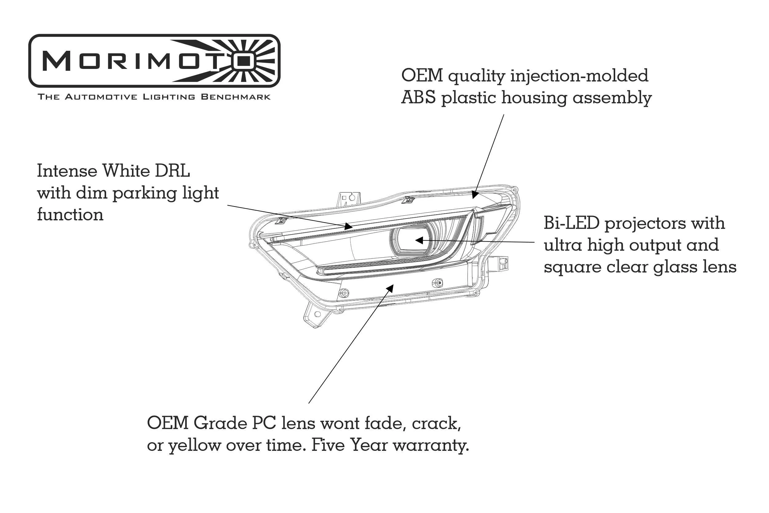 XB LED Headlights: Ford Mustang (15-17) (Pair / ASM)