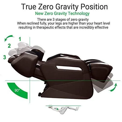 Zero Gravity Full Body Shiatsu Luxurious Electric Massage Chair (Brown)